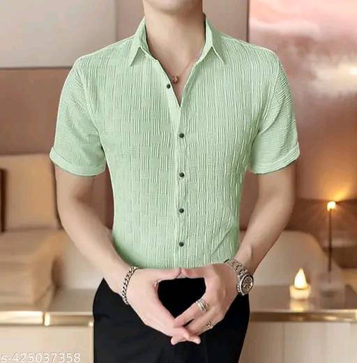 Men's Best Quality Textured Shirt  Light Green