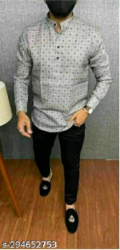 Men's Printed Cotton Kurta