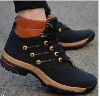 Landark Ankle Length Black Solid Flat Boot Shoe for Men's & Boy's, Elevated Look, Utmost Comfort, Firm Grip, Slip-Resistance, Better Traction, Soft-Cushioned Insol