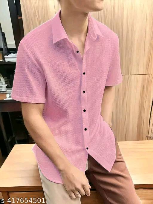 Men's Popcorn Impoted  Fabric Full Sleeve Shirt