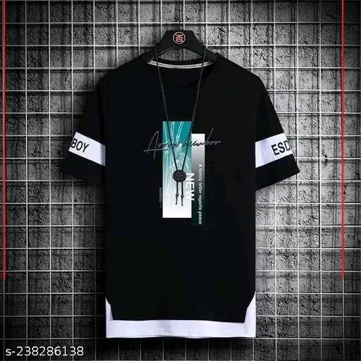 Printed Polyester Tshirt Black