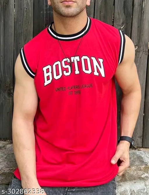 Sleeveless Printed Round Neck Vest For Men's