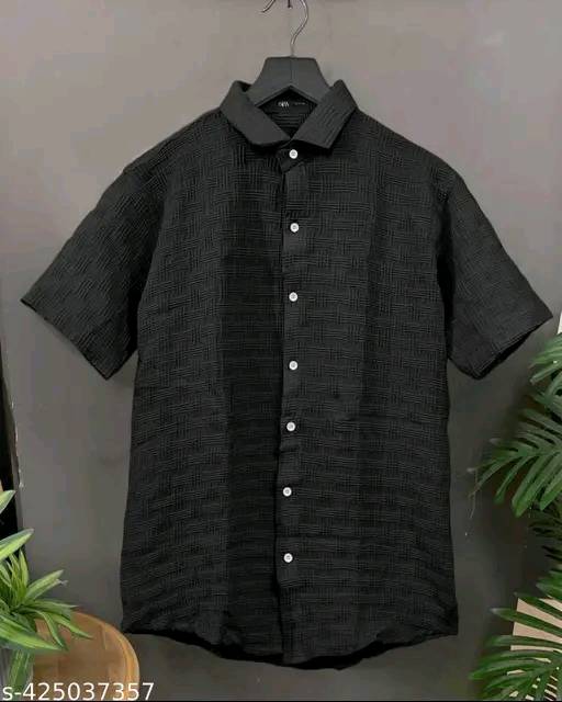 Men's Best Quality Textured Shirt  Black