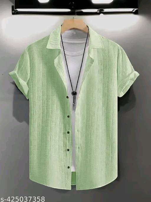 Men's Best Quality Textured Shirt  Light Green
