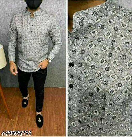 Men's Printed Cotton Kurta