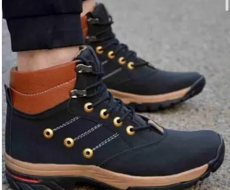 Landark Ankle Length Black Solid Flat Boot Shoe for Men's & Boy's, Elevated Look, Utmost Comfort, Firm Grip, Slip-Resistance, Better Traction, Soft-Cushioned Insol