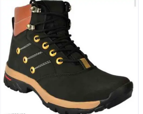 Landark Ankle Length Black Solid Flat Boot Shoe for Men's & Boy's, Elevated Look, Utmost Comfort, Firm Grip, Slip-Resistance, Better Traction, Soft-Cushioned Insol