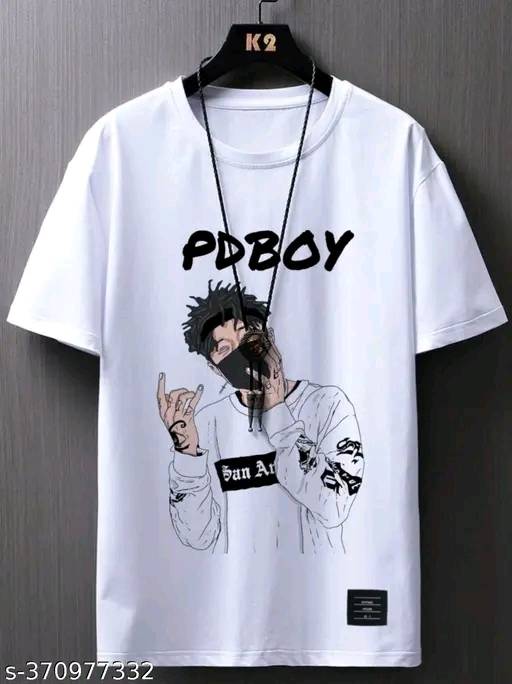 Mt-Short Sleve Printed White Pollyester Heigh Quality Polyester Tshirt For Casual Wear||Daily Wear PB