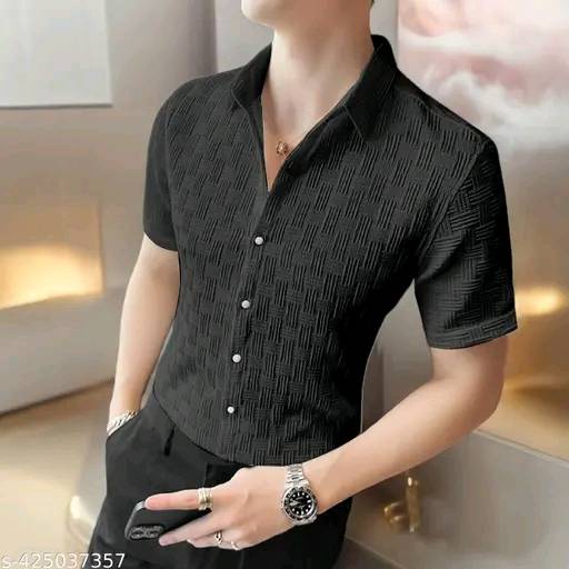 Men's Best Quality Textured Shirt Black