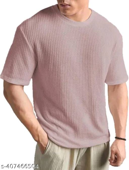 Men Striped Round Neck Cotton Blend Blend Popcorn T-Shirts Round Neck White Colour T-Shirt
