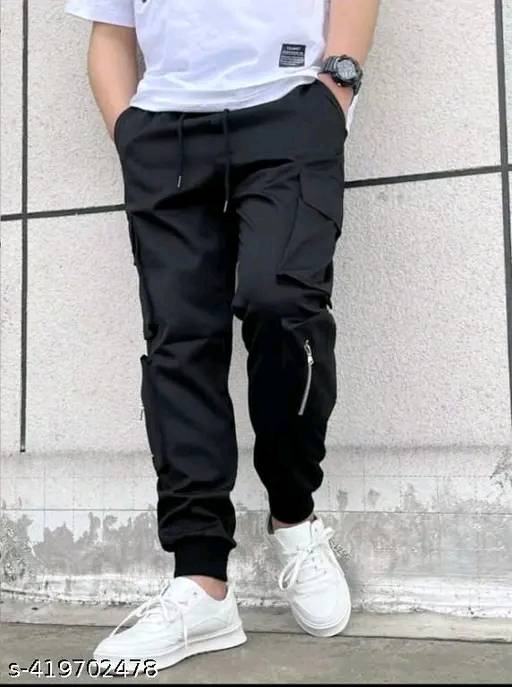 High Quality Slim Fit Cargo Black