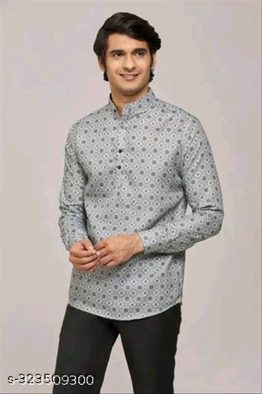 Men's Printed Cotton Kurta