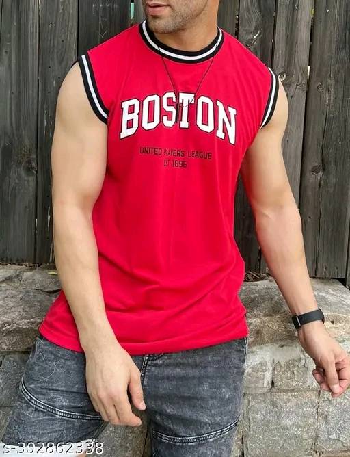Sleeveless Printed Round Neck Vest For Men's