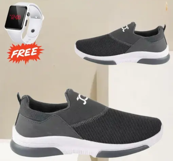 Trending Comfortable Shoes For Men With Free White LED Watch