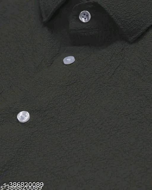 Men's Popcorn Impoted  Fabric Full Sleeve Shirt Black