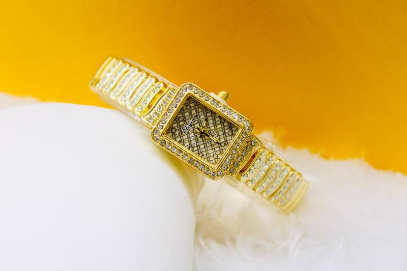 Women Luxury Gold and Silver Diamond Studded Water Resistant Watch