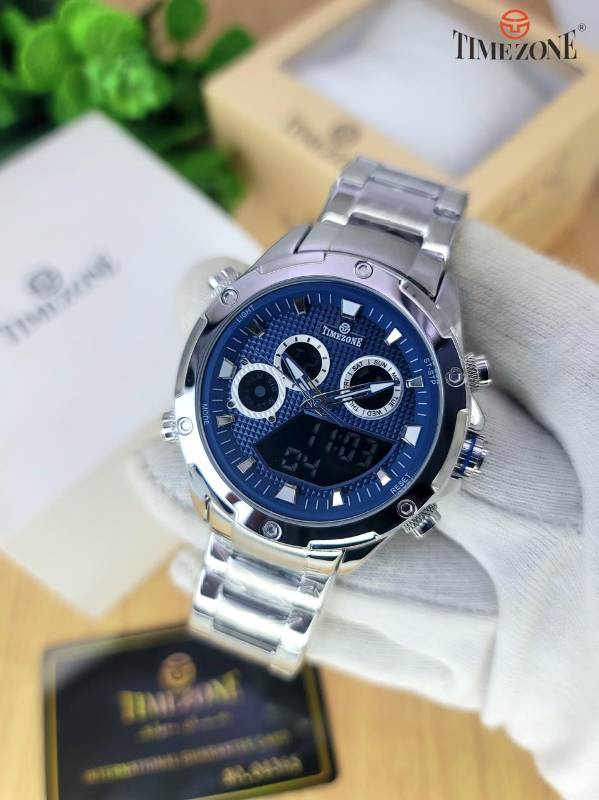 Men Classic Dual Time Chain Watch