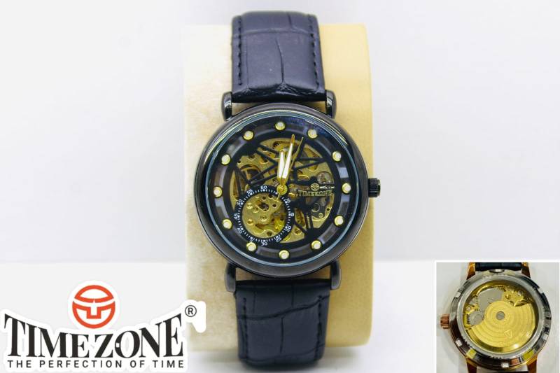 Men Premium Leather Strap Automatic Watch