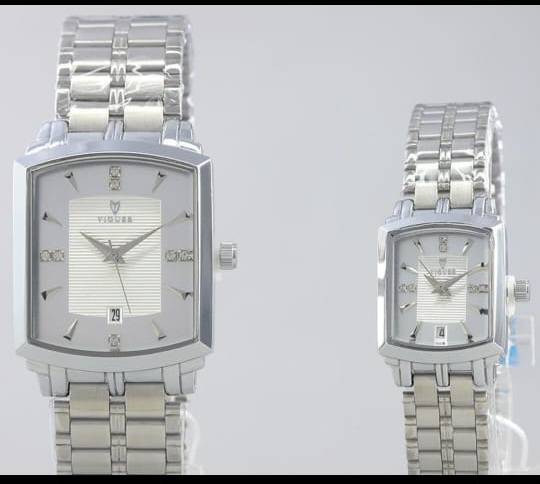 Elegant Rectangle Dial Analog Couple Watches