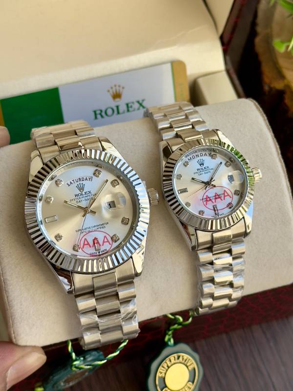 These stunning gold Rolex-inspired timepieces exude luxury and elegance with their flawless design and dazzling diamond markers.