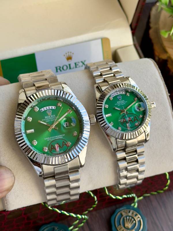 These stunning gold Rolex-inspired timepieces exude luxury and elegance with their flawless design and dazzling diamond markers.