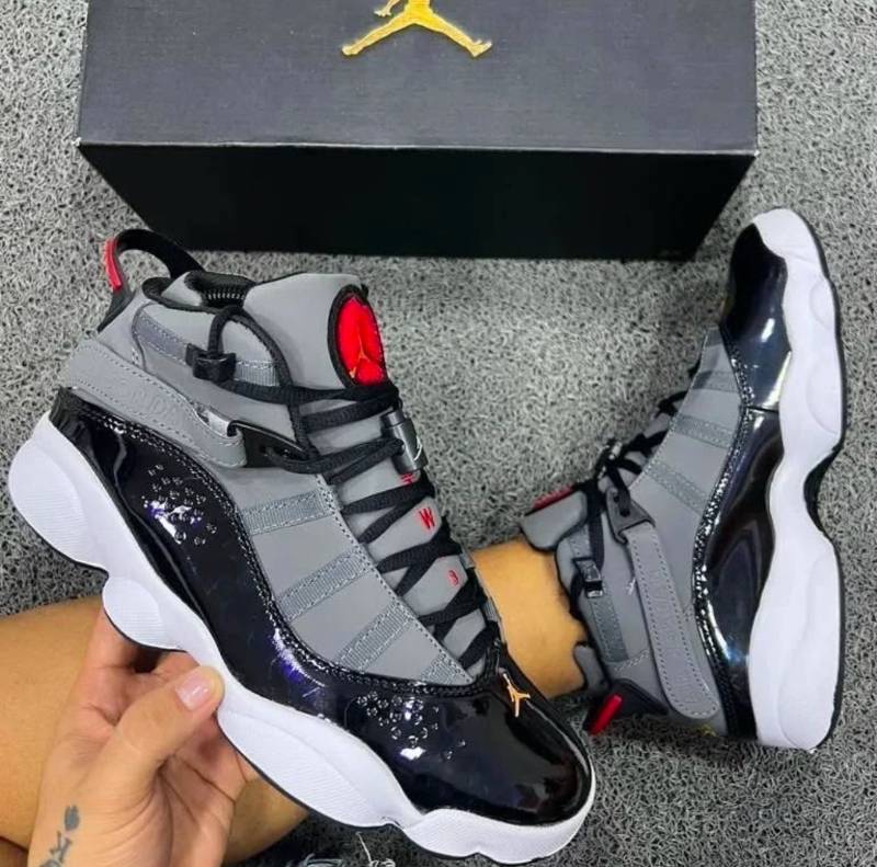Nikee Air Jordan 6 Rings Smoke Grey Black Red