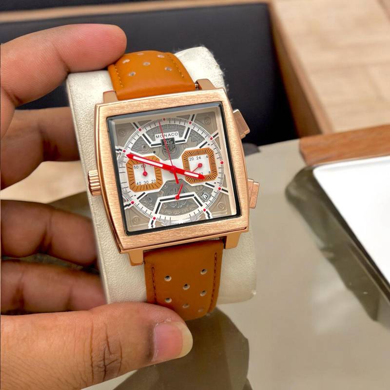 This Monaco is the epitome of elegance and prestige with a vintage flair looks. It's the ultimate watch for those living life in the fast lane. Lights, camera, ACTION