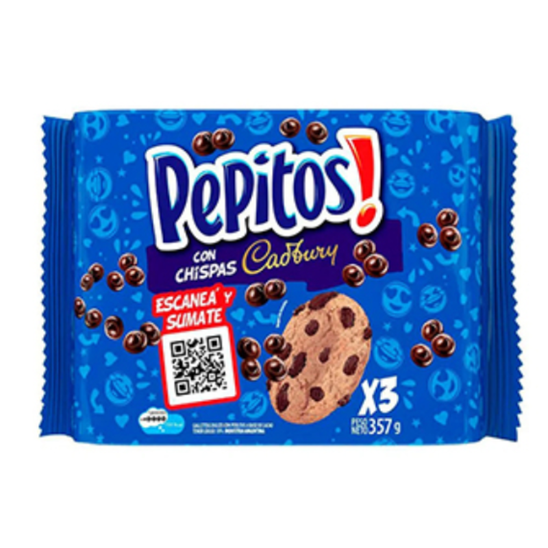 Galletitas C/Chips de Chocolate Cadbury X3 PEPITOS