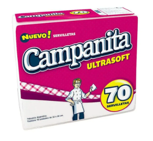 Servilleta Hoja Simple 30x30 Blanca CAMPANITA