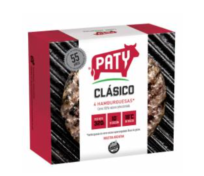 Hamburguesa de Carne Vacuna Clásico Paty x 4 un.
