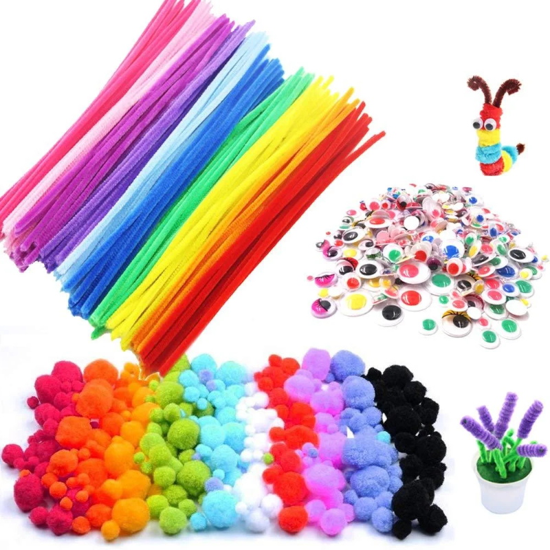 Assorted Box of Pom-Poms and Pipe Cleaner