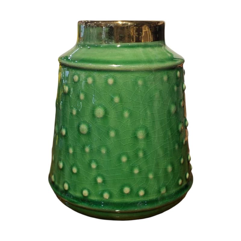 (TPM-1087) Green Circular Vase Medium W/O Bunch