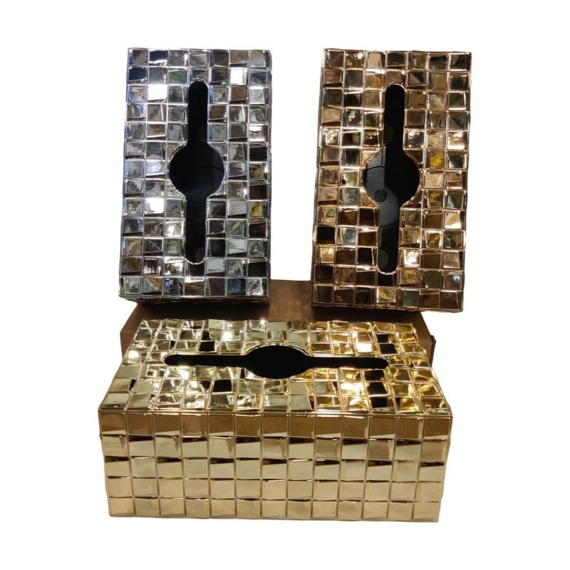 (TPM-2541) Acrylic Tissue Box Gold/Copper /Silver