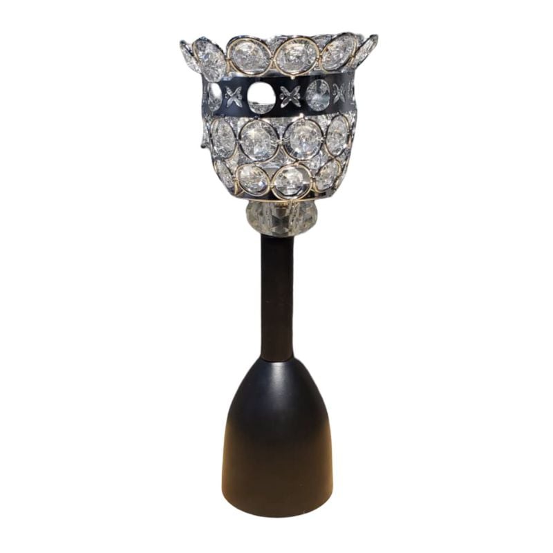 (TPM-1761) Silver Crystal Candle Stand Large