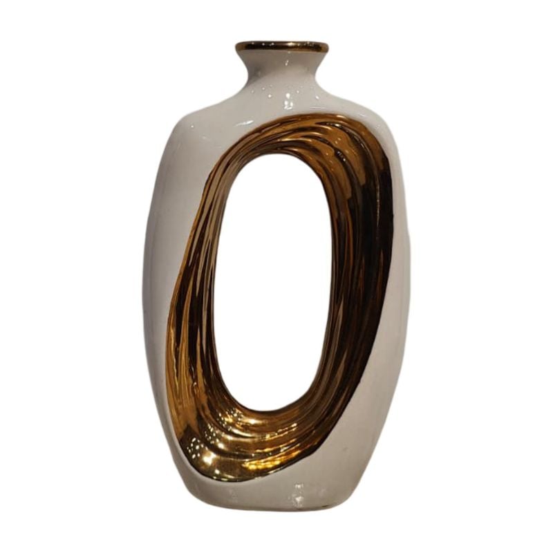 (TPM-2699)1 Piece Ceramic BK-WH Vase 17