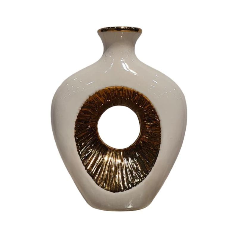 (TPM-2730)1 Piece Ceramic BK-WH Vase 33