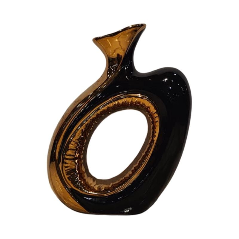 (TPM-2736)1 Piece Ceramic BK-WH Vase 2