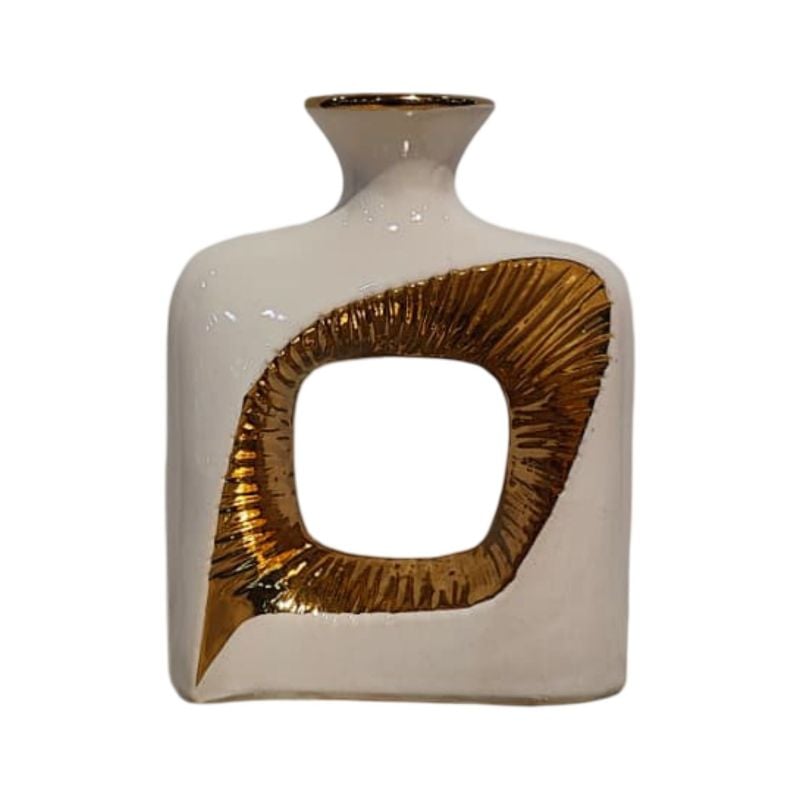 (TPM-2714)1 Piece Ceramic BK-WH Vase 15