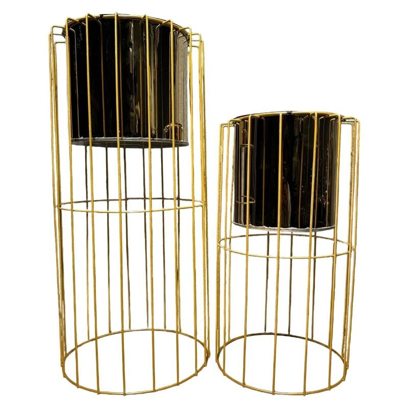 (TPM-1861) 2 Pcs Planter Set With SS Sheet Pots