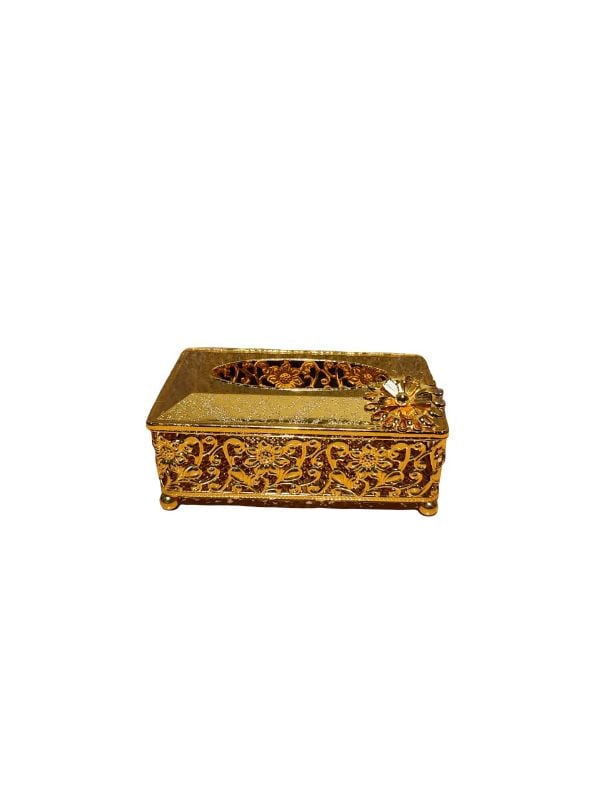 (TPM-1795) Golden Metal Medium Tissue Box