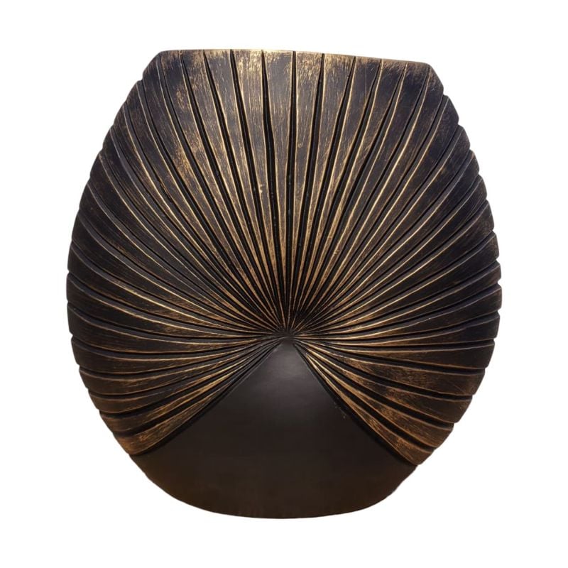(TPM-W106) Bronze & Black Ribbed Palm Leaf Vase