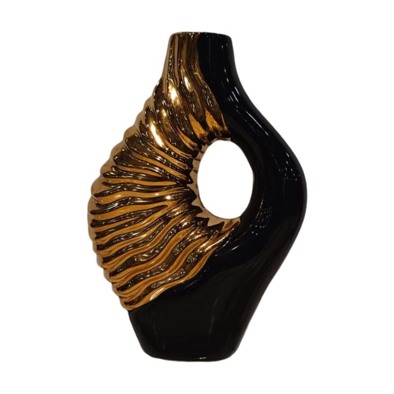 (TPM-2716) 1 Piece Ceramic BK-WH Vase 30