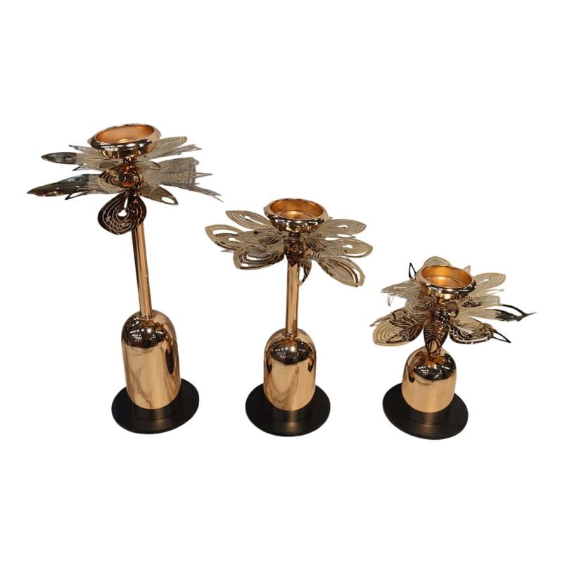 (TPM-ID-144) 3 Pcs Set Black Base Candle Stand