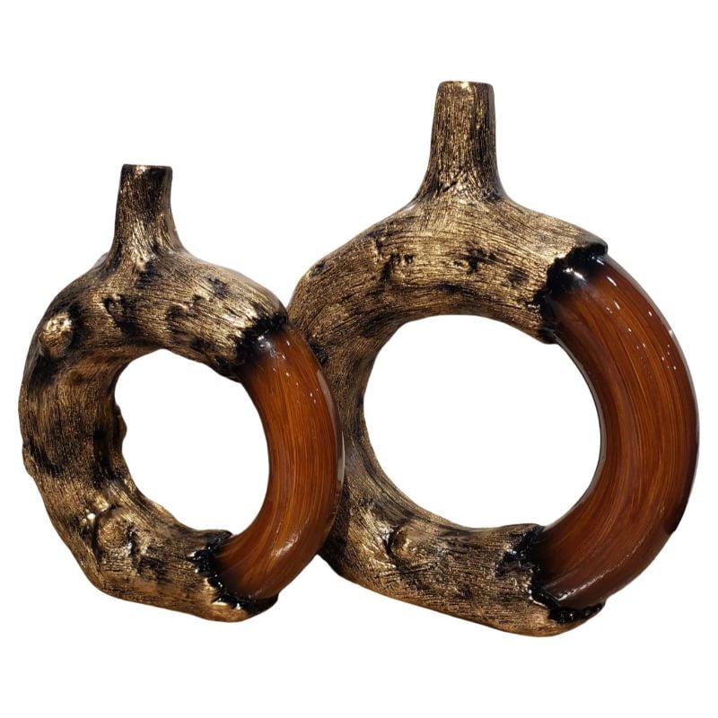 (TPM-W101) Uniquewise Resin Ring Vase 2 Pcs Set