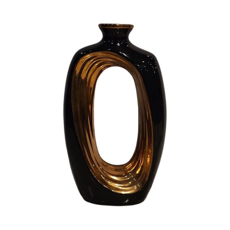 (TPM-2702)1 Piece Ceramic BK-WH Vase 18