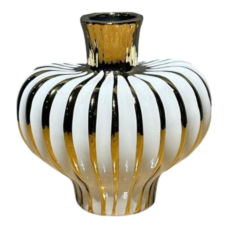 (TPM-TH-002) Ceramic Vase Medium White & Black Colour