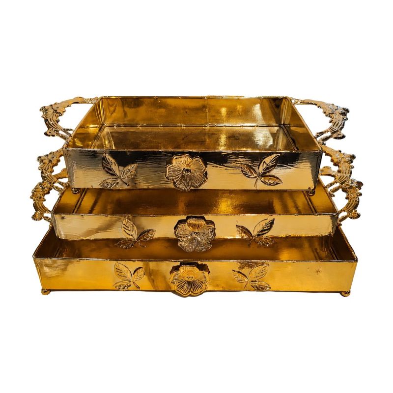 (TPM-2075) Rectangular Large Heavy 3 Pcs Tray Set