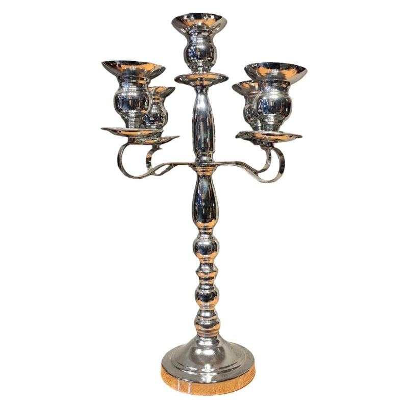 (TPM-1249) Silver Large 5 Pcs Candle Stand