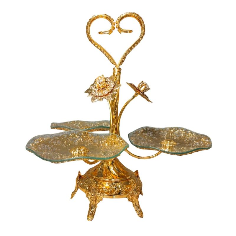 (TPM-1603) Metal&Glass 3-Tier Serving Platter