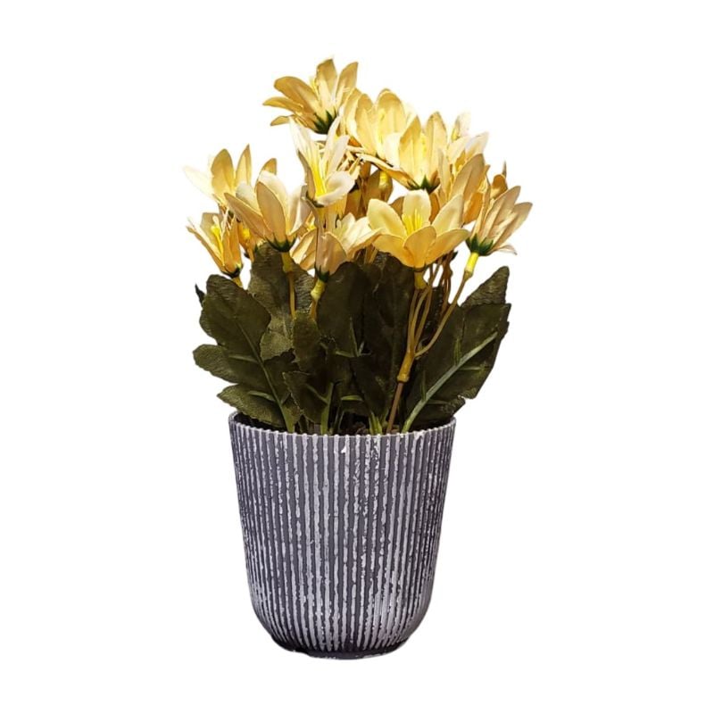 (TPM-1704) Grey PVC Pot With Bunch